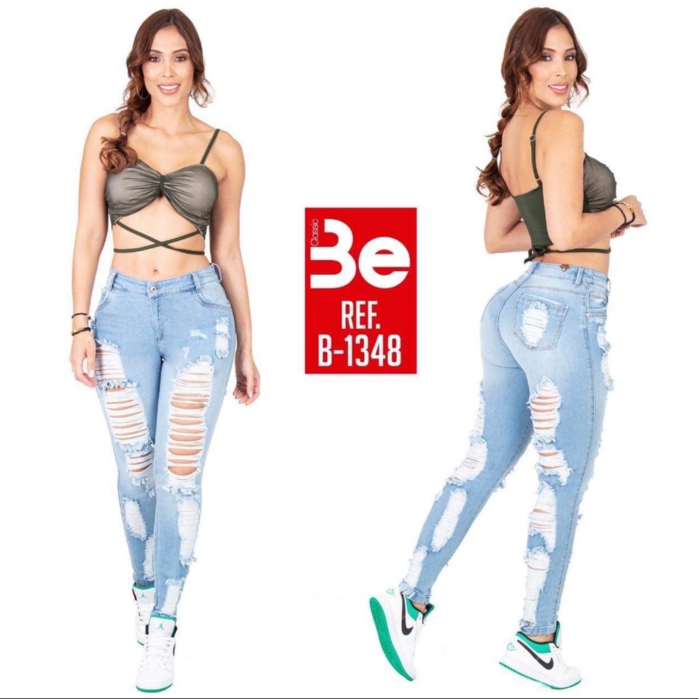 🇨🇴JEANS COLOMBIANOS, Butt Lifter High Waist Blue Denim Jeans